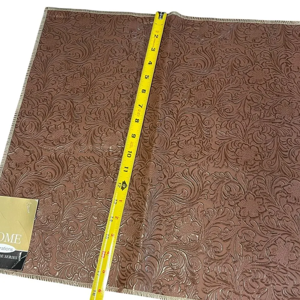 Embossed Tooled Faux Leather Upholstery Sample 18x18 Laredo Mink PVC New